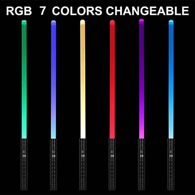 

Lightsaber RGB 7 Colors Metal Handle Double-edged Change Heavy Dueling Sound 2 In 1 Light Saber Cosplay Stage Props Toys