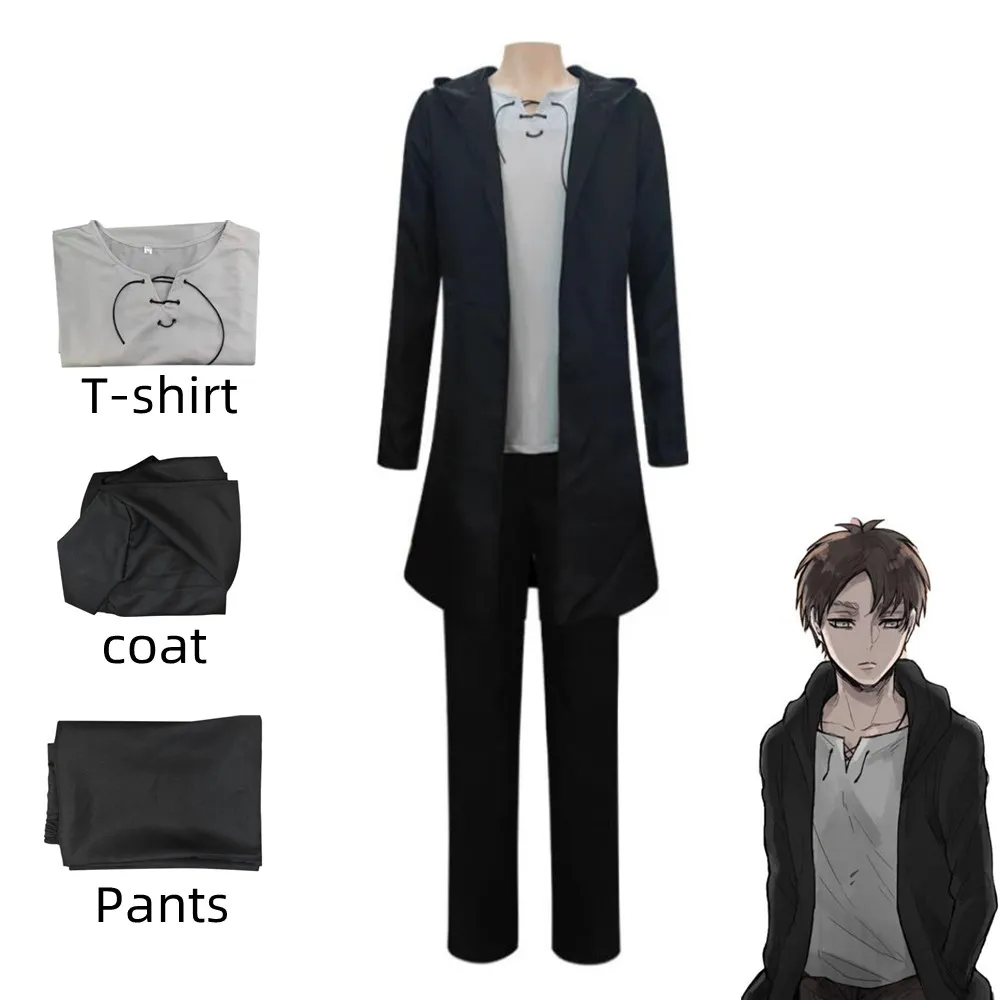 

Anime Attack On Titan Eren Jaeger Yeager Cosplay Costume Scout Regiment Legion Corps Windbreaker Coat Woman Man Carnival Suit