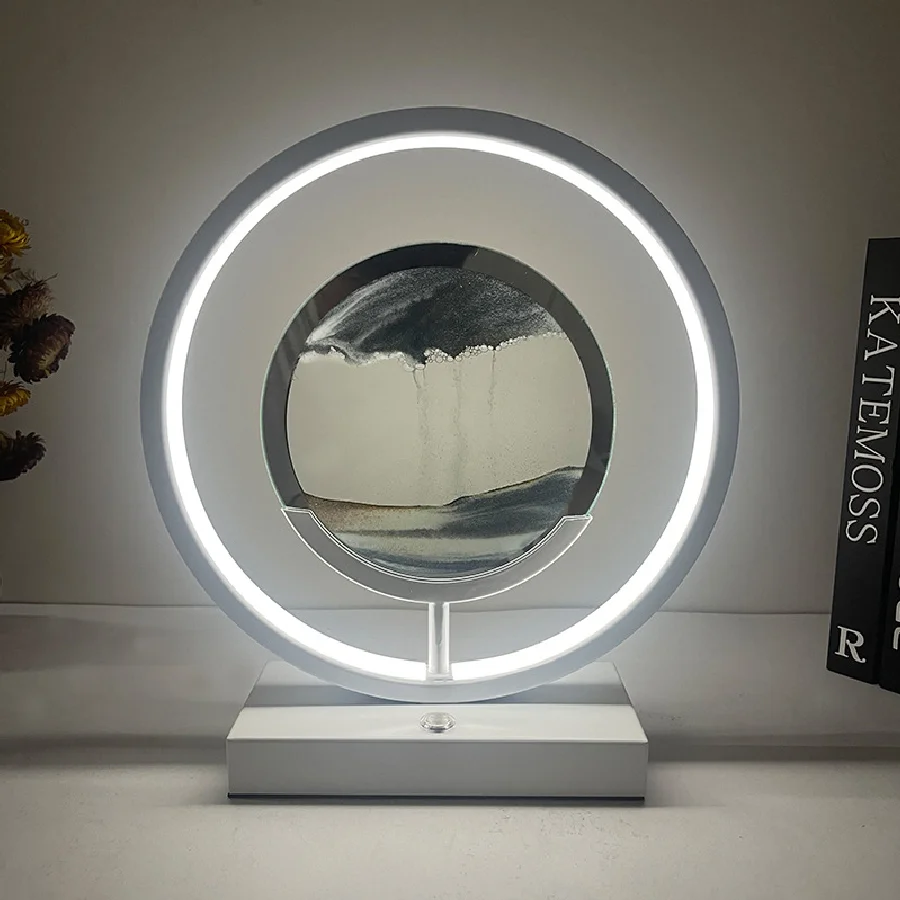 Креативная Настольная лампа с сыпучим песком, романтическая простая декоративная лампа для спальни, прикроватного столика, в стиле знамени...