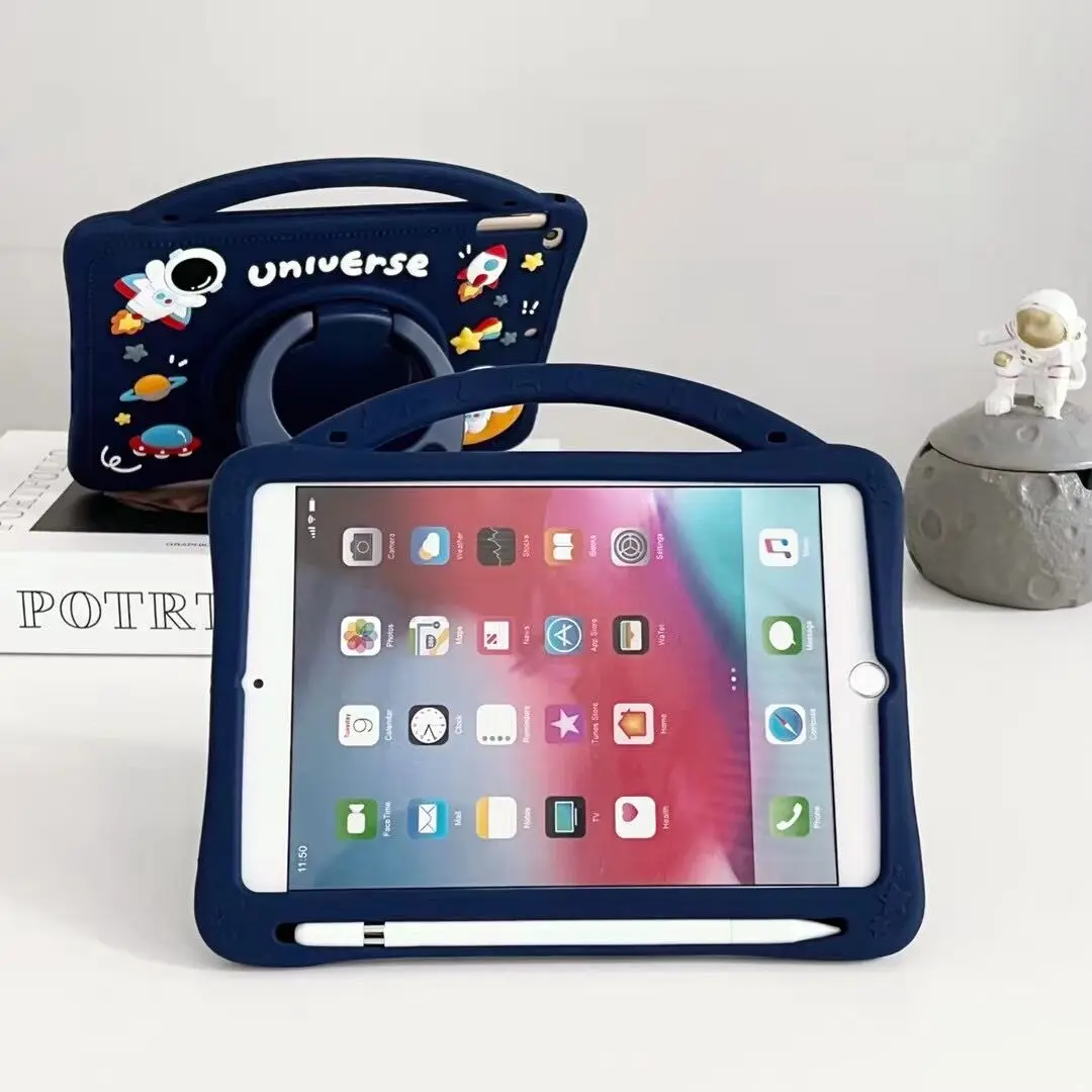 

Чехол для планшета с держателем для карандашей для IPad Mini 6 Air 4 5 10,9 10th 10,2 2020 7th 8th 9th Gen Pro 11 9,7, детский силиконовый чехол-подставка