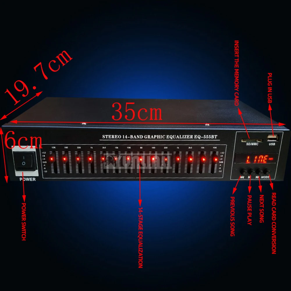 HD качество звука цифровой Эквалайзер EQ тональный миксер фронтальный увеличитель