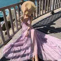 new light purple maxi women slip dress summer 2022 runway backless elegant long dress sexy beach vacation party night dresses