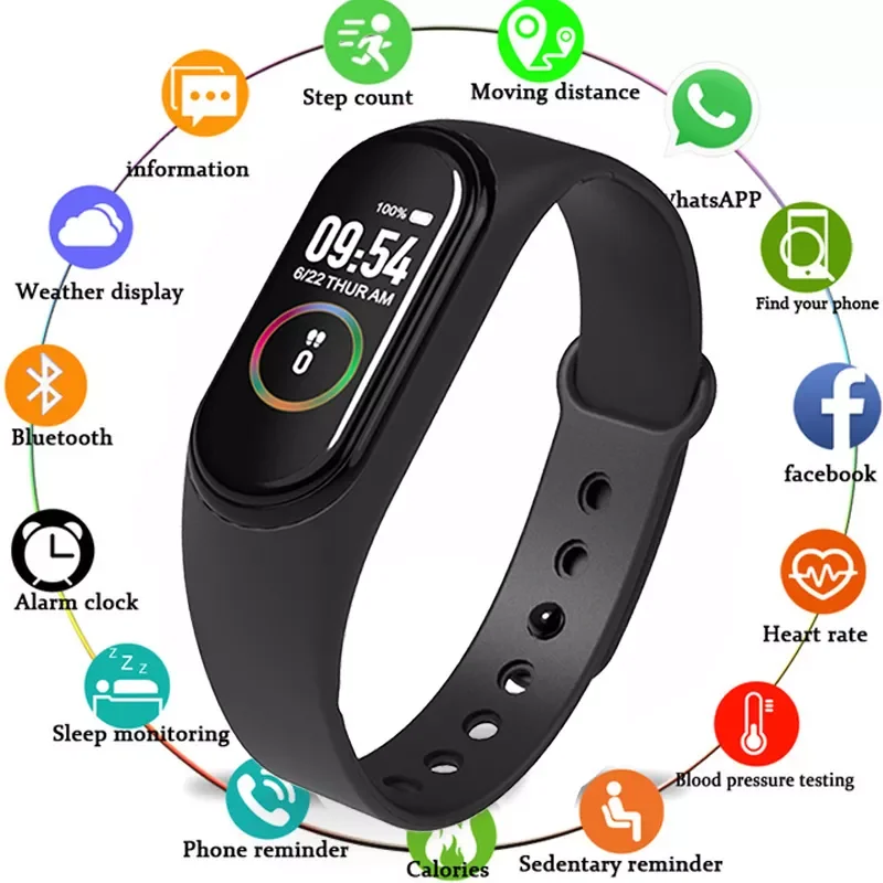 

New M4 Smart Band Wristband Watch Fitness Tracker Bracelet Color Touch Sport Heart Rate Blood Pressure Monitor Men Women Android