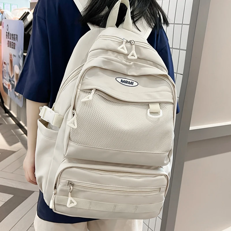 

Women's Backpack Solid Color Female Multi-pocket Big Woman Travel Bag High Quality Schoolbag for Teenage Girl Boy Book Knapsack
