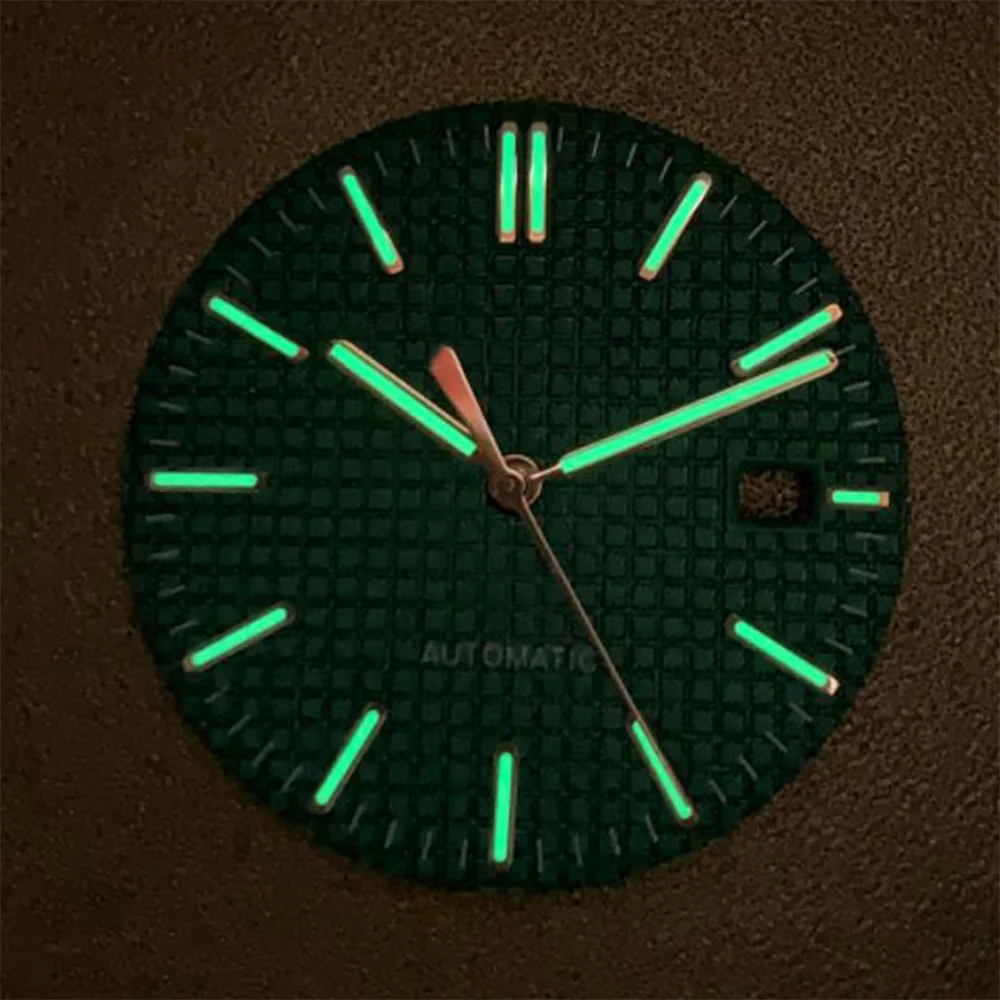 31.8MM Watch Dials for NH35 Movement Green Luminous Watch Dial + Watch Hands Modified Parts