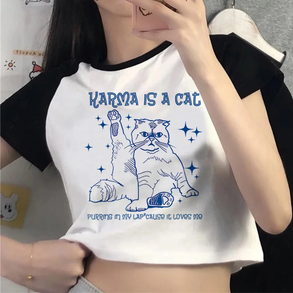 

Женский Готический укороченный топ с мангой, винтажная Милая футболка в стиле аниме yk2 90-х