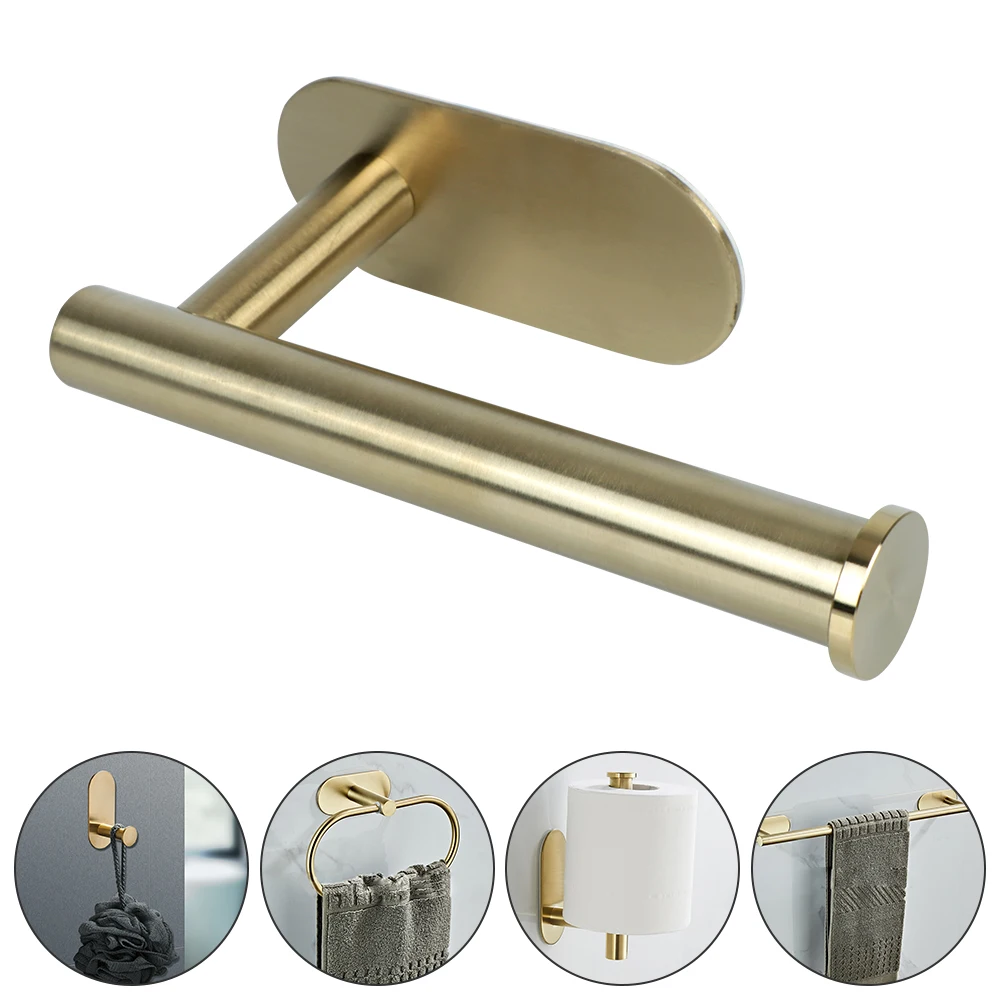 

Stainless Steel Toilet Storage Shelf Self-Adhesive Toilet Towel Paper Holder Towel Rack Wall-mounted Bathroom Accessories