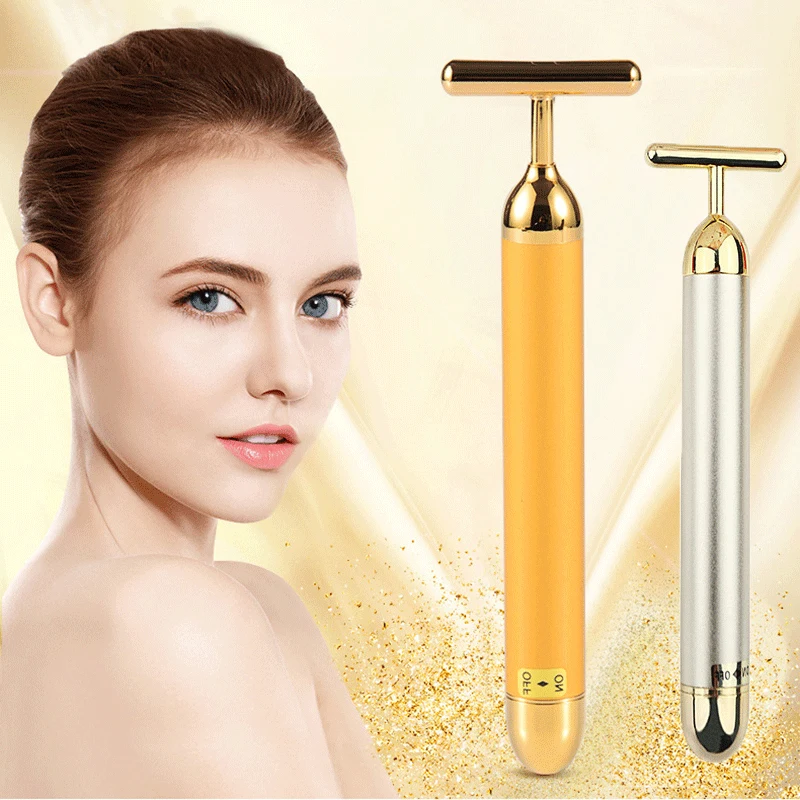 

Роликовый массажер для лица Energy 24K Gold T, инструмент для подтяжки лица с импульсным укрепляющим эффектом