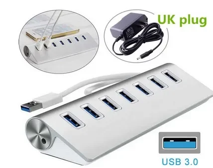 

Port Aluminum USB 3.0 HUB 5Gbps High Speed Power Adapter For PC Laptop Mac NEW