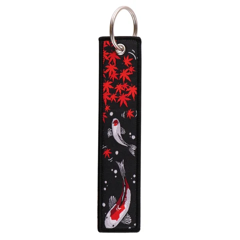 Брелок с вышивкой Yin Yang Fish Koi, брелок для ключей для автомобилей, мотоциклов, ключей, мужской держатель, ювелирные подарки