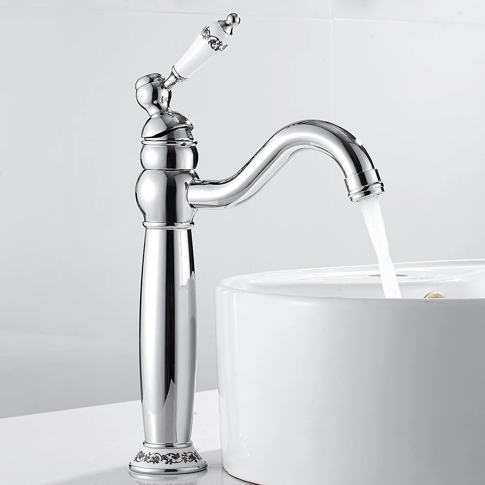 

New Deck Bathroom Basin Sink Mixer Tap Polished Antique/Black Faucet Waterfall Faucet Bathroom Faucet