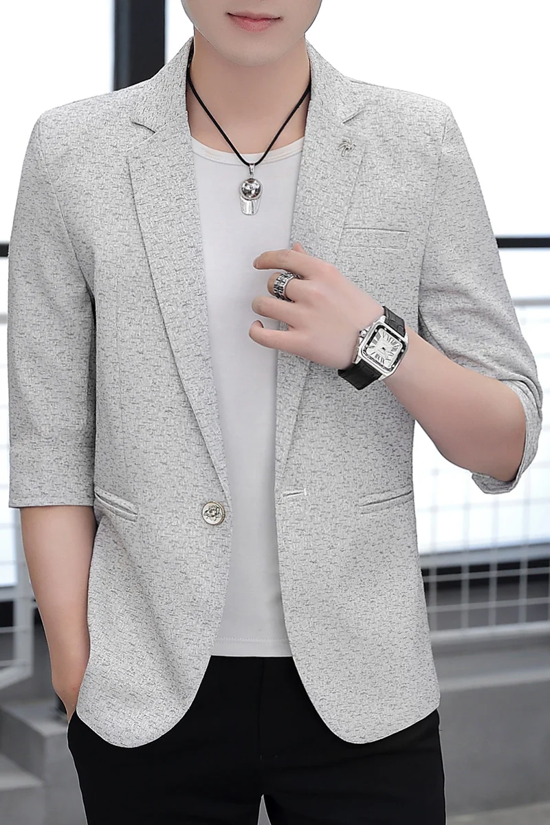 Новинка лета 2022 мужской костюм из семи точек на рукавах тонкий средний рукав