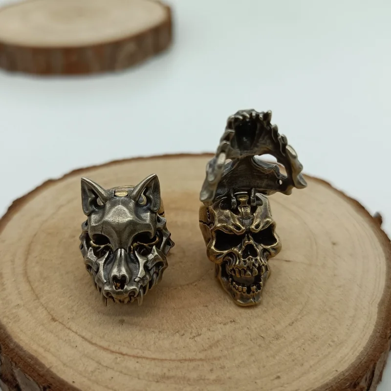 

Beast Mask Skeleton Brass Knife Bead EDC Outdoor DIY Paracord Woven Lanyard Pendant Jewelry Umbrella Rope Hanging Accessory