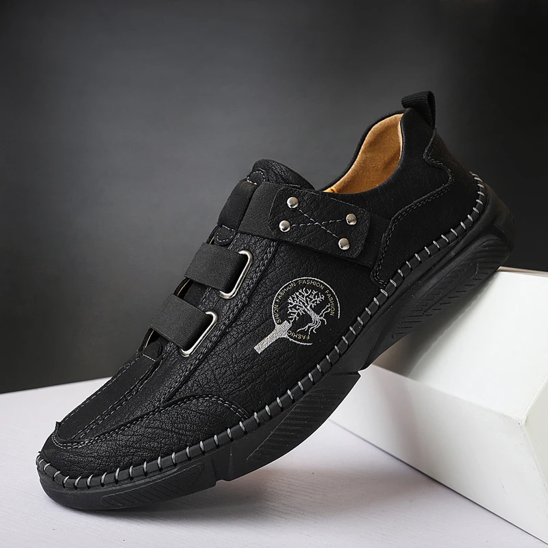

Luxury 2021 Casual Loafers Men Shoes Outdoor Leather Men Shoes Breathable Slip On Manual Black Driving Shoes S5840-S5845