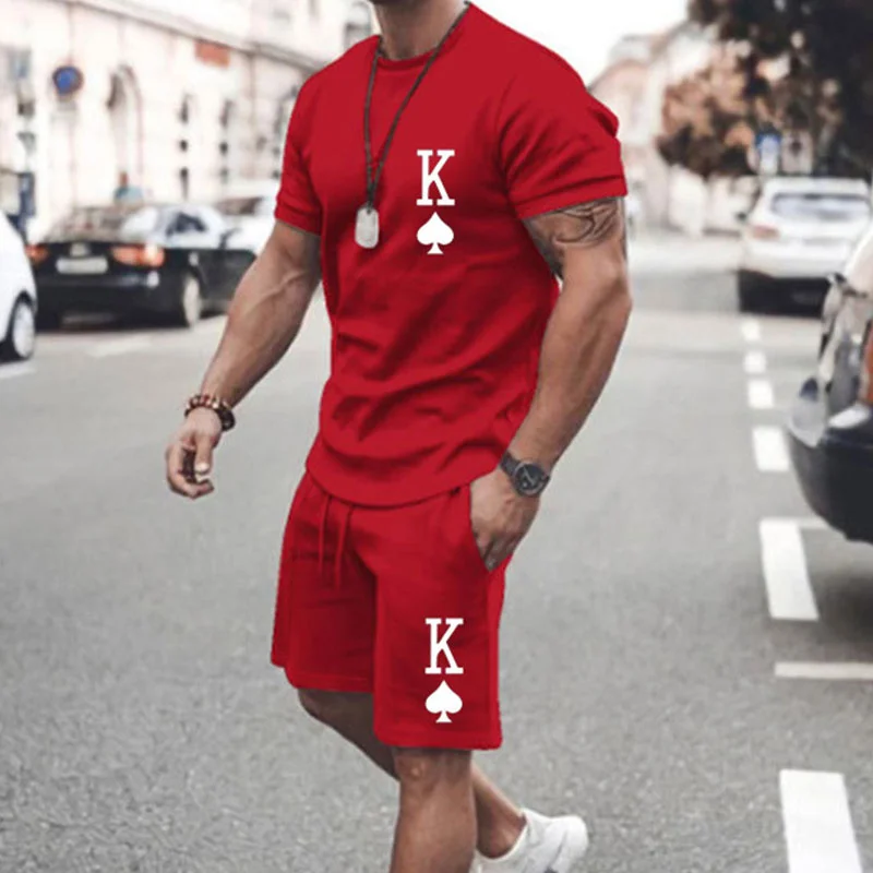 The Poker K 3D Printed T-shirt Set Sportswear Men's Oversized Clothing Shorts Suit Men's Casual T-shirt Suit Summer Tracksuit