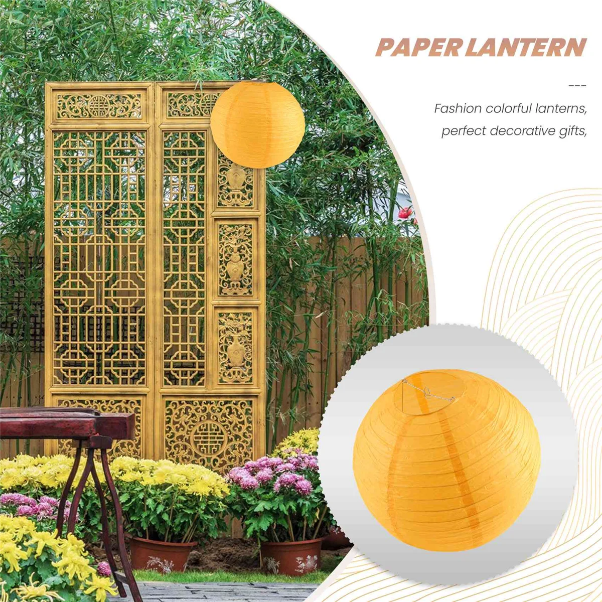 1 х китайский японский бумажный фонарь для свадьбы 40 см (16 дюймов) темно-желтый
