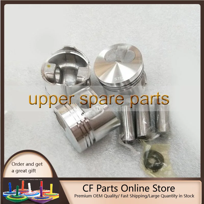 

3 Sets STD Piston Set (Clip & Pin) W Rings for Yanmar 3TN66 3TN66C 3TN66L Engine