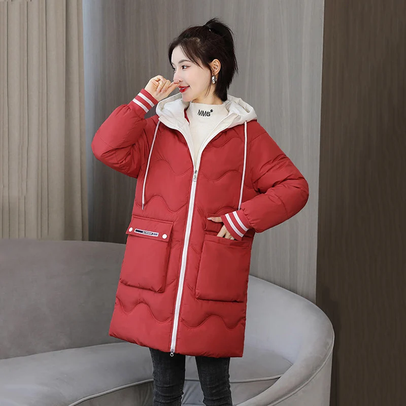 Loose Hooded Cotton Padded Thicken Parkas Oversized 4XL Elegant Warm Windproof Women Jacket 2022 Korean Long Sleeve Winter Coat