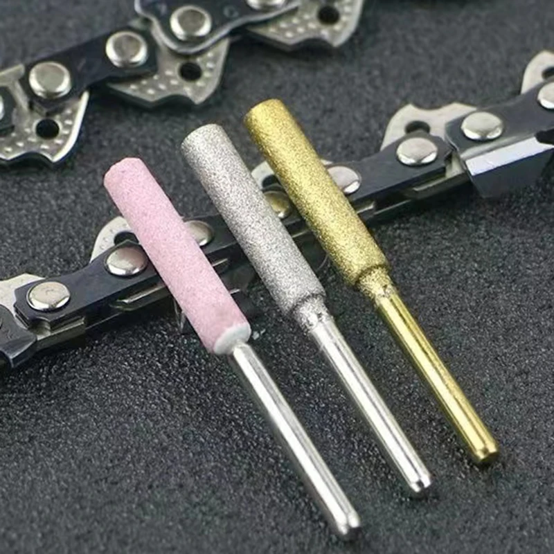 6Pcs Diamond Coated Cylindrical Burr 4-5.5mm Chainsaw Sharpener Stone File Chain Saw Sharpening Carving Grinding Power Tools Kit