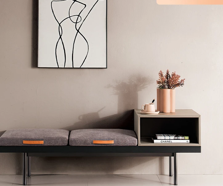 

Дизайнерский диван-табурет/седло из кожи ореховая ткань длинный итальянский минималистский стул для кровати