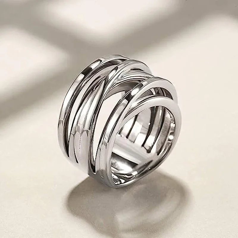 Модное широкое металлическое кольцо CAOSHI для женской модели модные многослойные