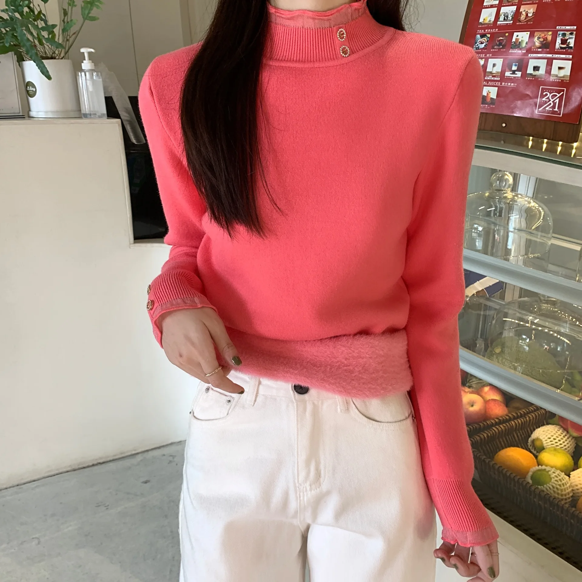 Зимний новый утолщенный теплый свитер для беременных с высоким воротником GRAY22 |