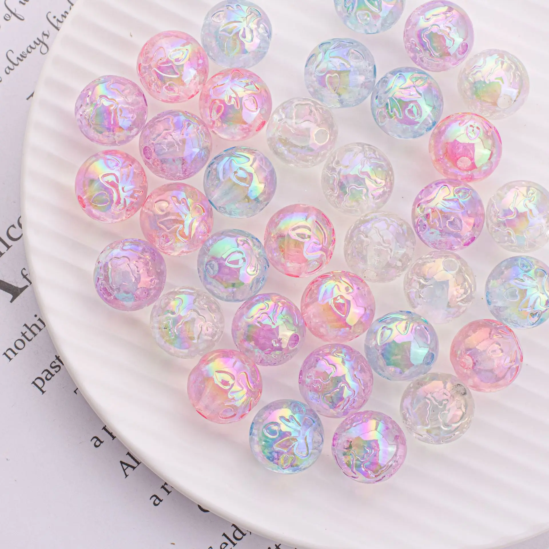 

Wholesale 100pcs/lot uv print flowers pattern geometry rounds shape acrylic beads diy jewelry earring/garment pendant accessory