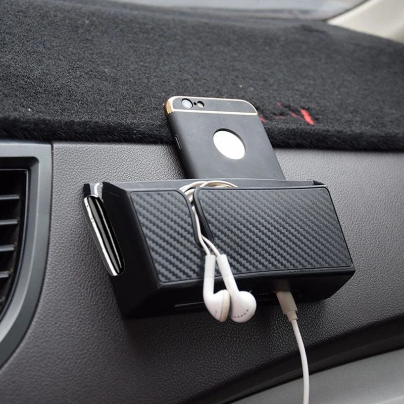 

1pc Car Storage Bag Car Accessories Air Vent Dashboard Tidy Hanging Leather Organizer Box Glasses Phone Holder Storage Organizer