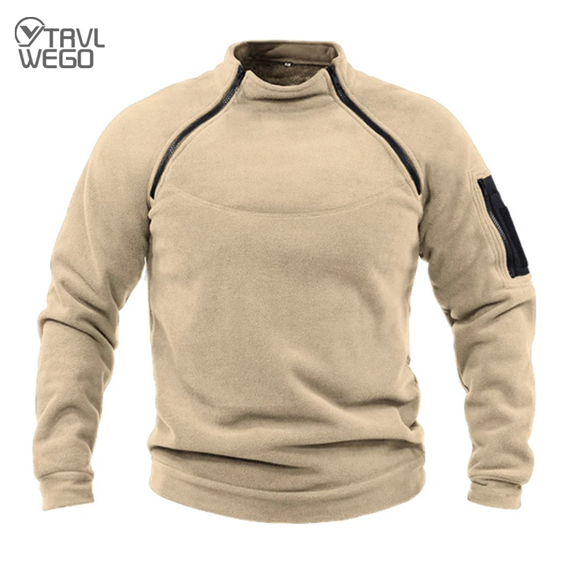 

TRVLWEGO Men's Tactical Outdoor Fleece Jackets Camping Hiking Pullover Half Zip Warm Autumn Climbing Polar Hunting Clothes
