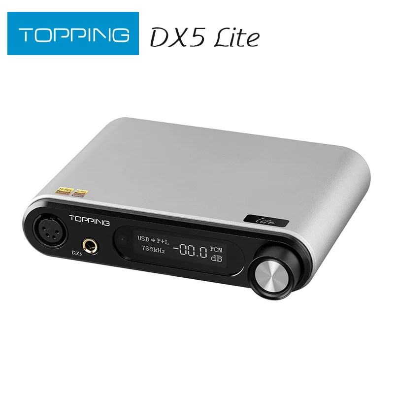 

TOPPING DX5 Lite Decoder ES9068AS*2 DAC Headphone Amplifier DSD512 768kHz LDAC/USB/OPTICAL/COAXIAL Input XLR/RCA/6.35mm Output