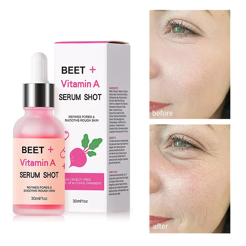 

Beet Serum Vitamin A Essence Facial Moisturizing Improving Rough Shrink Pores Anti-aging Fade Fine Lines Brighten Skin Care 30ml