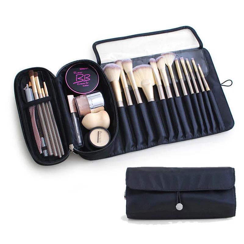 

Portable Makeup Brush Organizer Bag for Travel & Home Hold 20+ Brushes Roll Up Cosmetic Case Pouch Holder for Woman（Only Bag）
