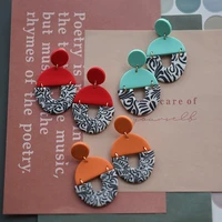 bright color version animal print abstract pattern big size dangle pendant statement polymer clay earrings sets for party