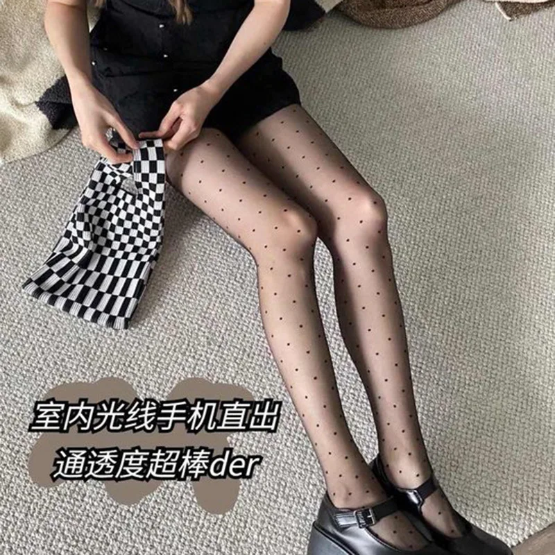 2024 сексуальные черные колготки в горошек со звездами и бабочками женские тонкие