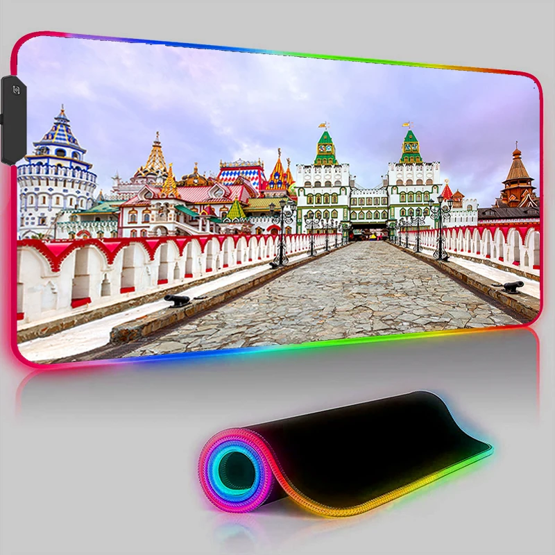 

RGB коврик для мыши со светодиодсветодиодный подсветкой, игровой коврик для мыши в Московском стиле, компьютерные офисы, офисные аксессуары, светящиеся игровые коврики для клавиатуры, коврик для ноутбука