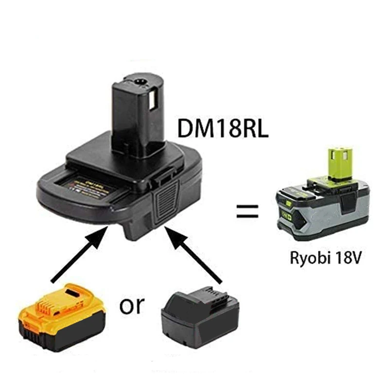 DM18RL Battery Converter Adapter USB For Milwaukee/DeWalt 20V/18V Battery to For RYOBI 18V Battery Convert Adapter free shipping