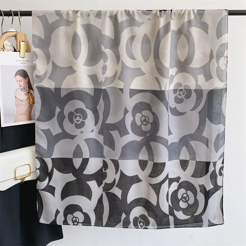 Роскошный брендовый кашемировый женский шарф с цветочным принтом зимняя теплая