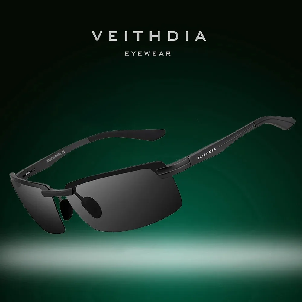 Фото Спортивные солнцезащитные очки VEITHDIA без оправы, очки в алюминиевой оправе, очки с поляризационными линзами, мужские солнцезащитные очки для вождения, солнцезащитные очки для мужчин/женщин V65X10 №2