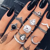 vintage full diamond moon knuckle rings set women simple jewelry