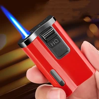 2022 new windproof jet torch lighter turbo metal lighter visible gas window inflated cigarette cigar lighters gadgets for man