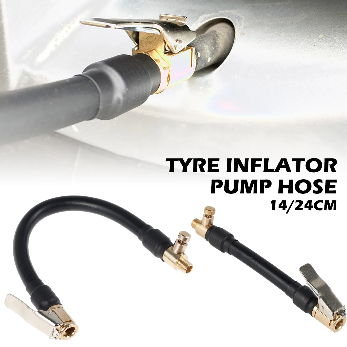

New 9.5inch Lengthened Tire Inflator Hose Car Tyre Inflator Pump Hose for Screw Twist On Convert to Lock On Connection Air