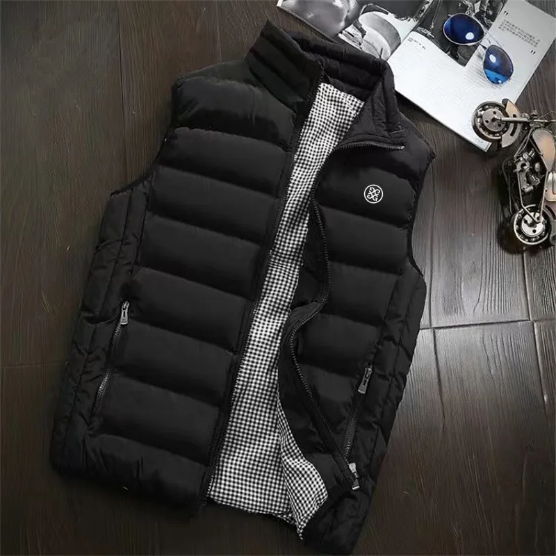 Купи 2023 Men's Golf Fashion Jacket Fashion Jacket Zipper Vest Windproof Cotton Vest Autumn Winter Warm Vest Luxury Brand за 1,120 рублей в магазине AliExpress