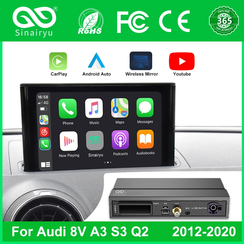 Wireless Apple CarPlay Android Auto Interface for Audi A3 MIB1 MIB2 MIB 2012-2020, with AirPlay Mirror Link Car Play Functions