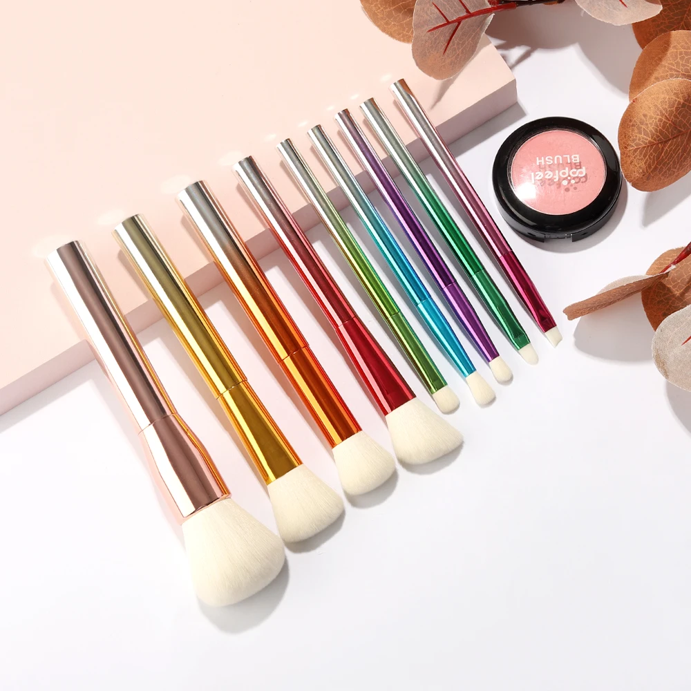 

RANCAI 9pcs Make Up Tools Colorful Makeup Brushes Set Soft Cosmetic Powder Blending Foundation Eyeshadow Blush Beauty Brush Kit