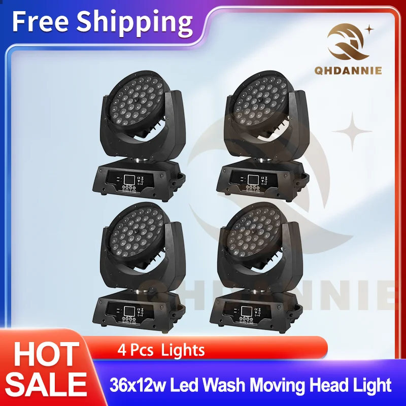 

4Pcs/Lot QHDannie 36x12w 4in1 LED MovingHead Stage Light RGBW Wash Zoom Effect DMX512 Professional DJ Bar Party Wedding Beam