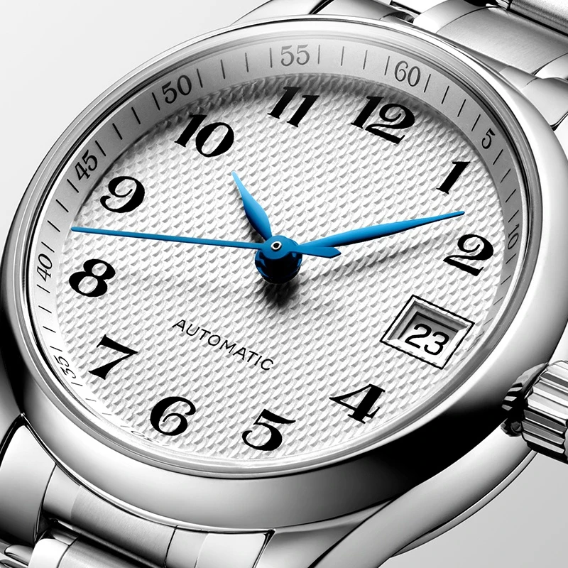 

Новые женские модные часы серии Master автоматические механические часы с белым циферблатом из нержавеющей стали с сапфировым стеклом