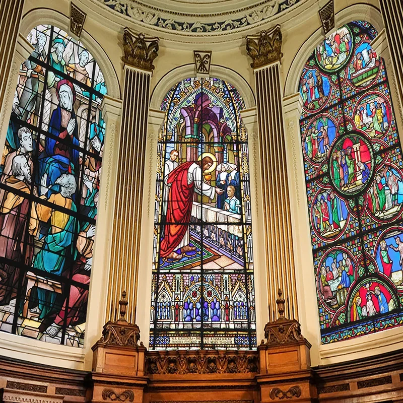 Витражные наклейки на окна конфиденциальная пленка церковный стиль статическая