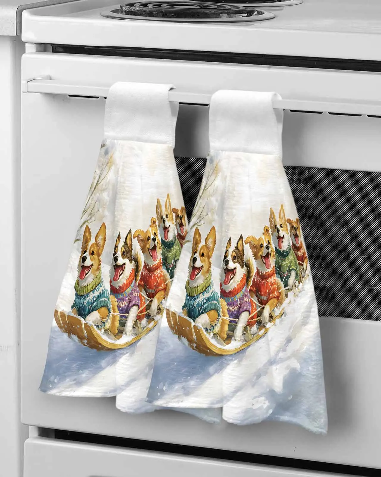 Катание на лыжах во время рождественского и зимнего полотенца принадлежности