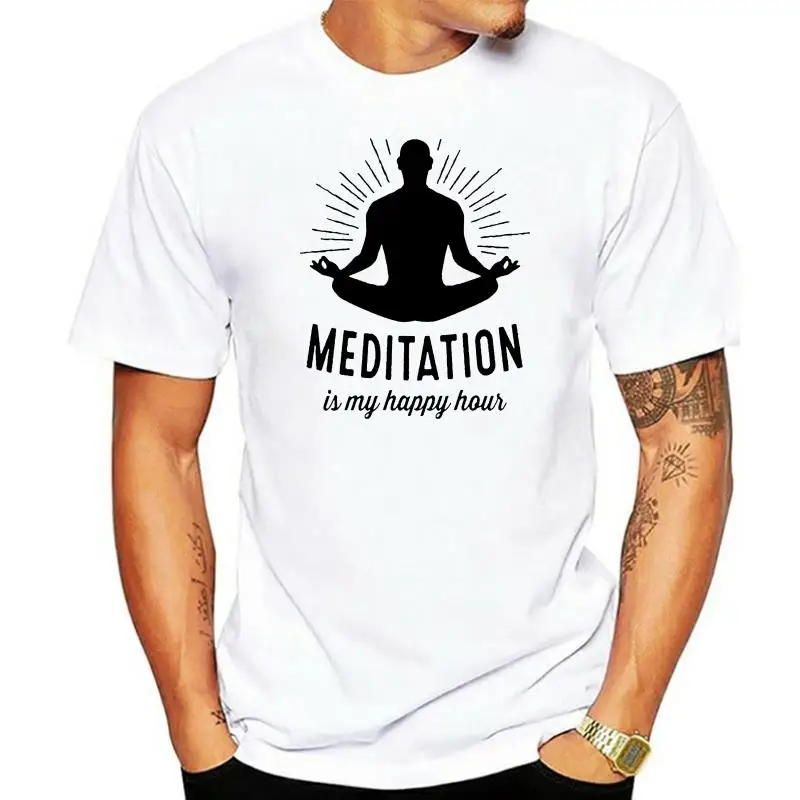 

MEDITATION MY HAPPY HOUR ZEN YOGA MEDITATE PEACE Mens Orange T-Shirt