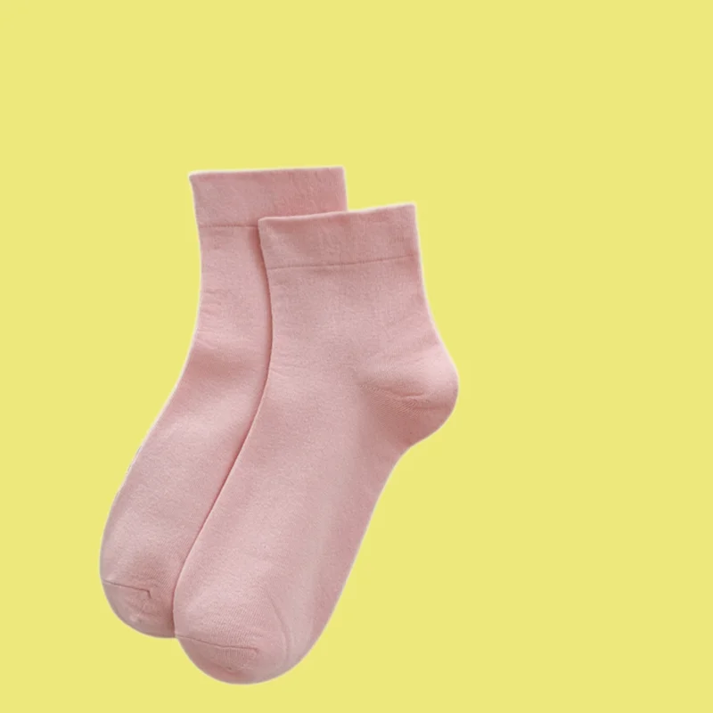 Носки Женские однотонные без косточек из чистого хлопка средней длины белые на